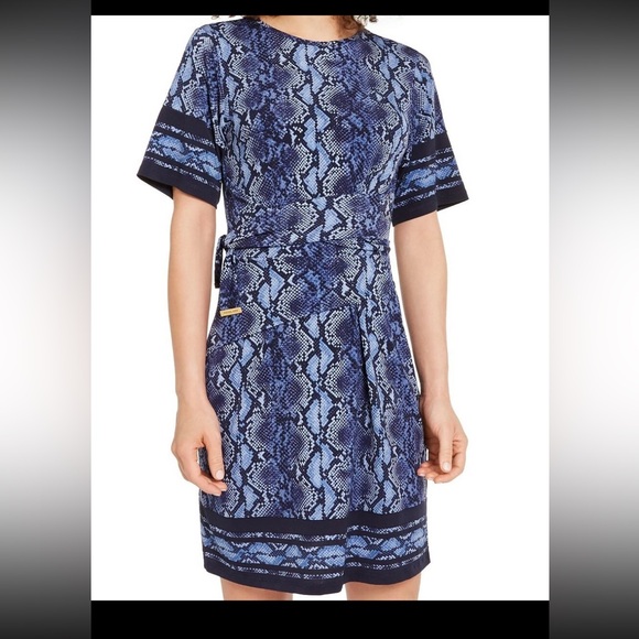 MICHAEL Michael Kors Snake Print Tie Waist Dress - Picture 1 of 6